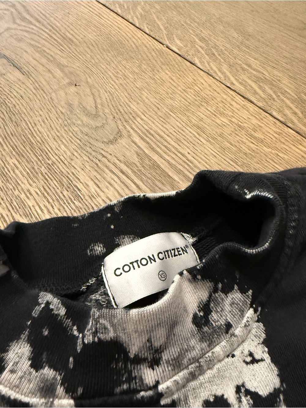 Cotton Citizen Black & White Bleach-Effect Crew Sweatshirt - Picture 3 of 5